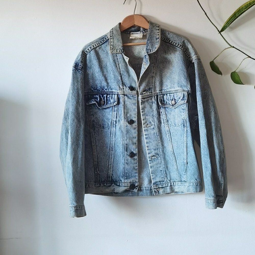 90s Vintage by BLUENOTES Acid Wash Denim Jean Jacket oversize 80s Y2K